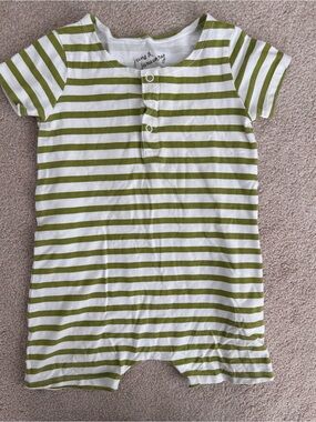 June and January Green & White Striped Baby Romper-size 2t